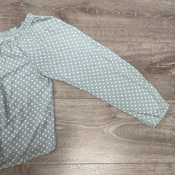 Rewind Polka Dot Off The Shoulder Cropped Button Down Blouse XL - Picture 5 of 16